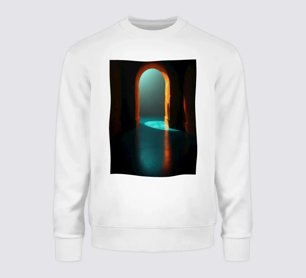 Bright light streaming through a calm archway sweatshirt by DesignDoodle