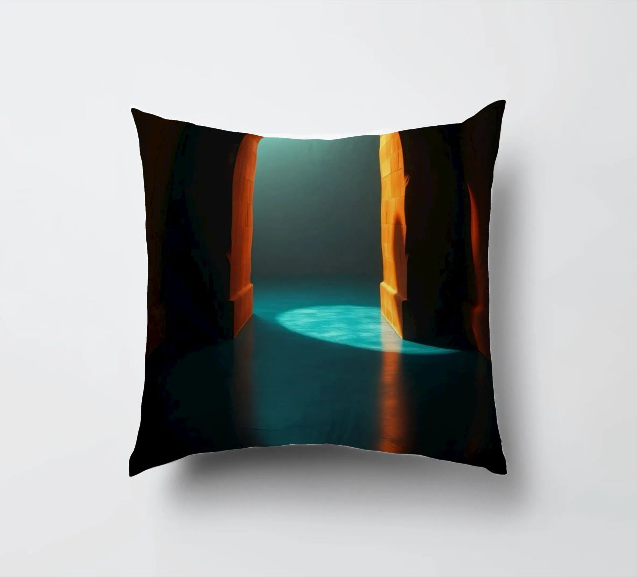 Luce intensa che attraversa un arco tranquillo cuscino da DesignDoodle