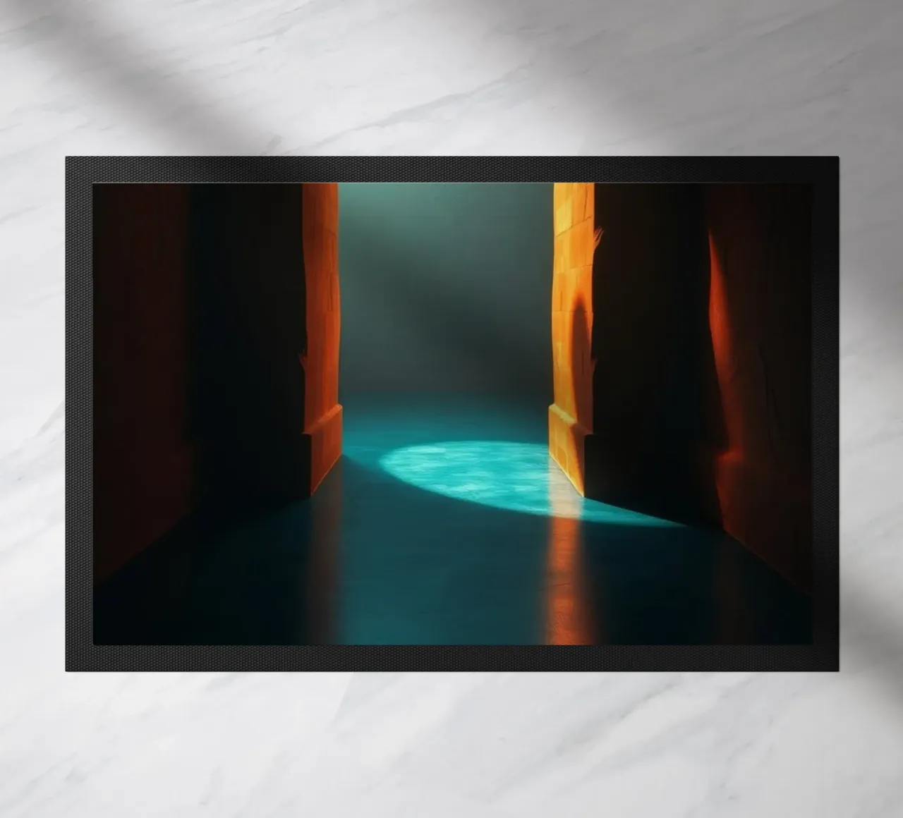 Helder licht dat door een kalme boog schijnt deurmat van DesignDoodle
