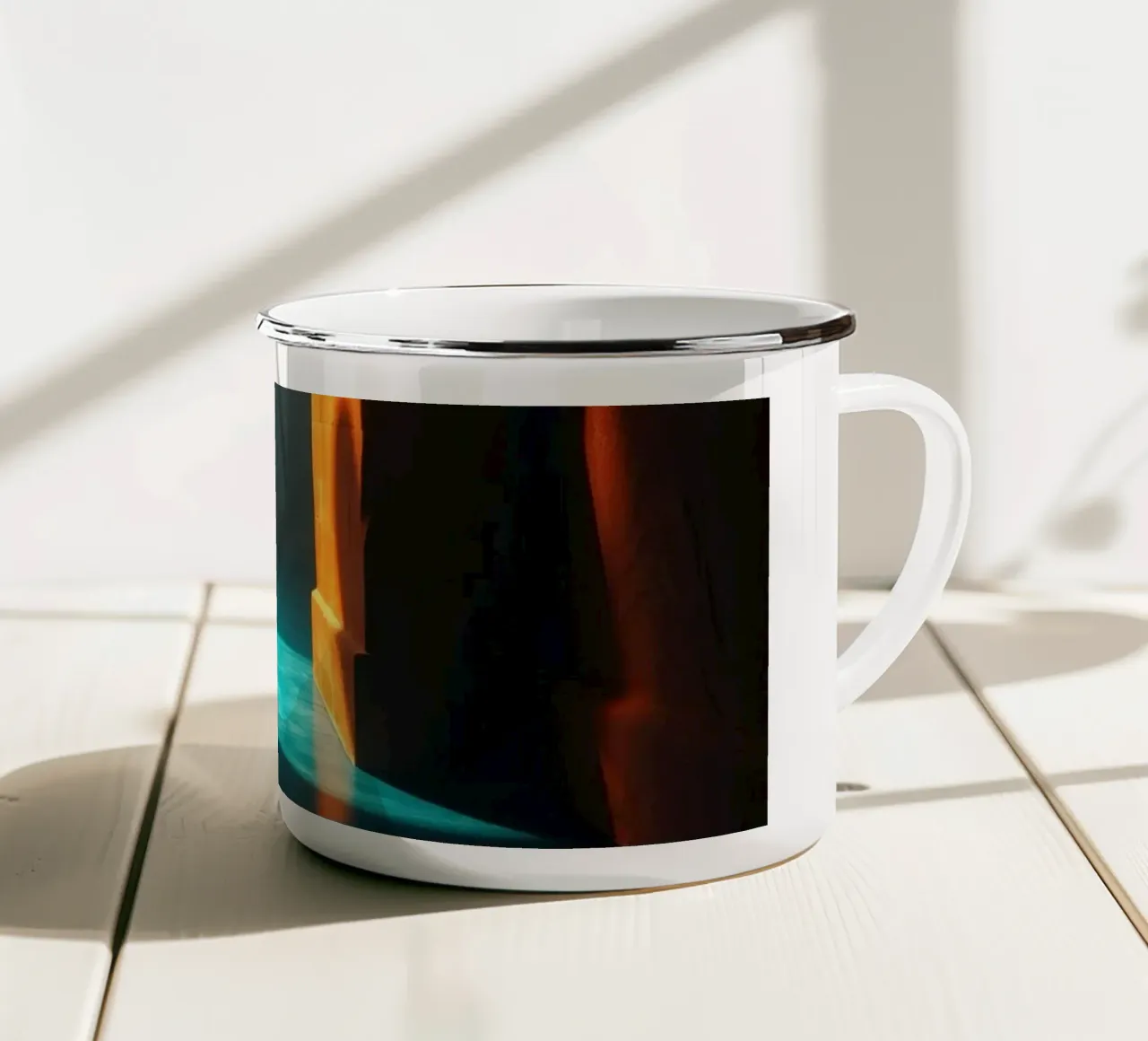 Helder licht dat door een kalme boog schijnt emaille mok van DesignDoodle