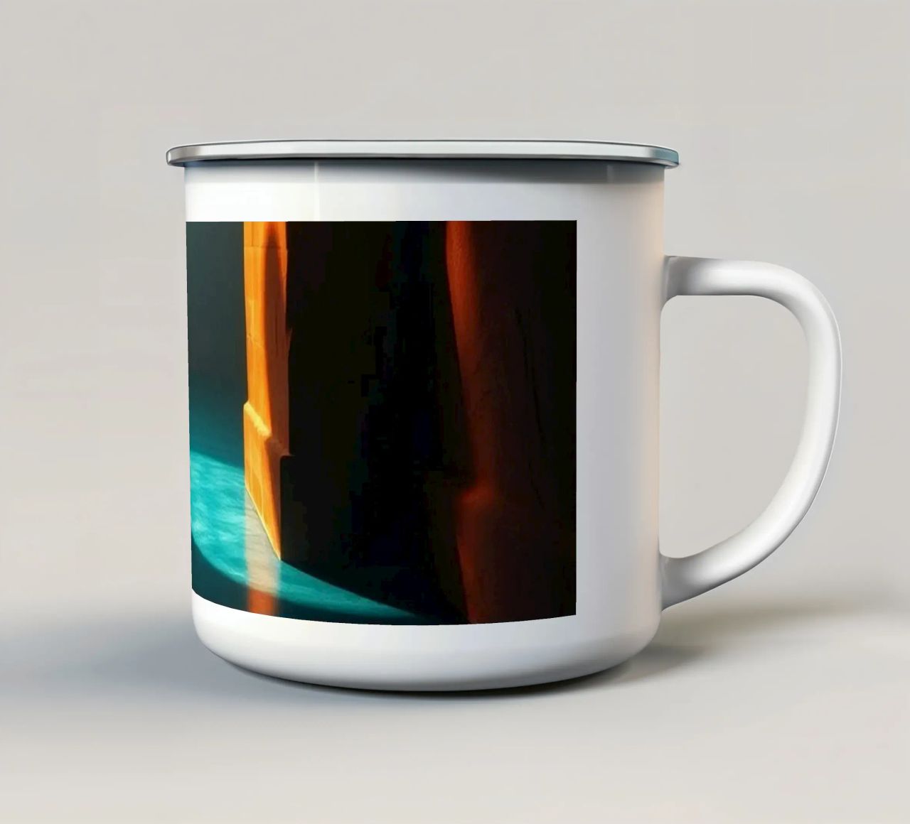 Luce intensa che attraversa un arco tranquillo tazza in smalto da DesignDoodle