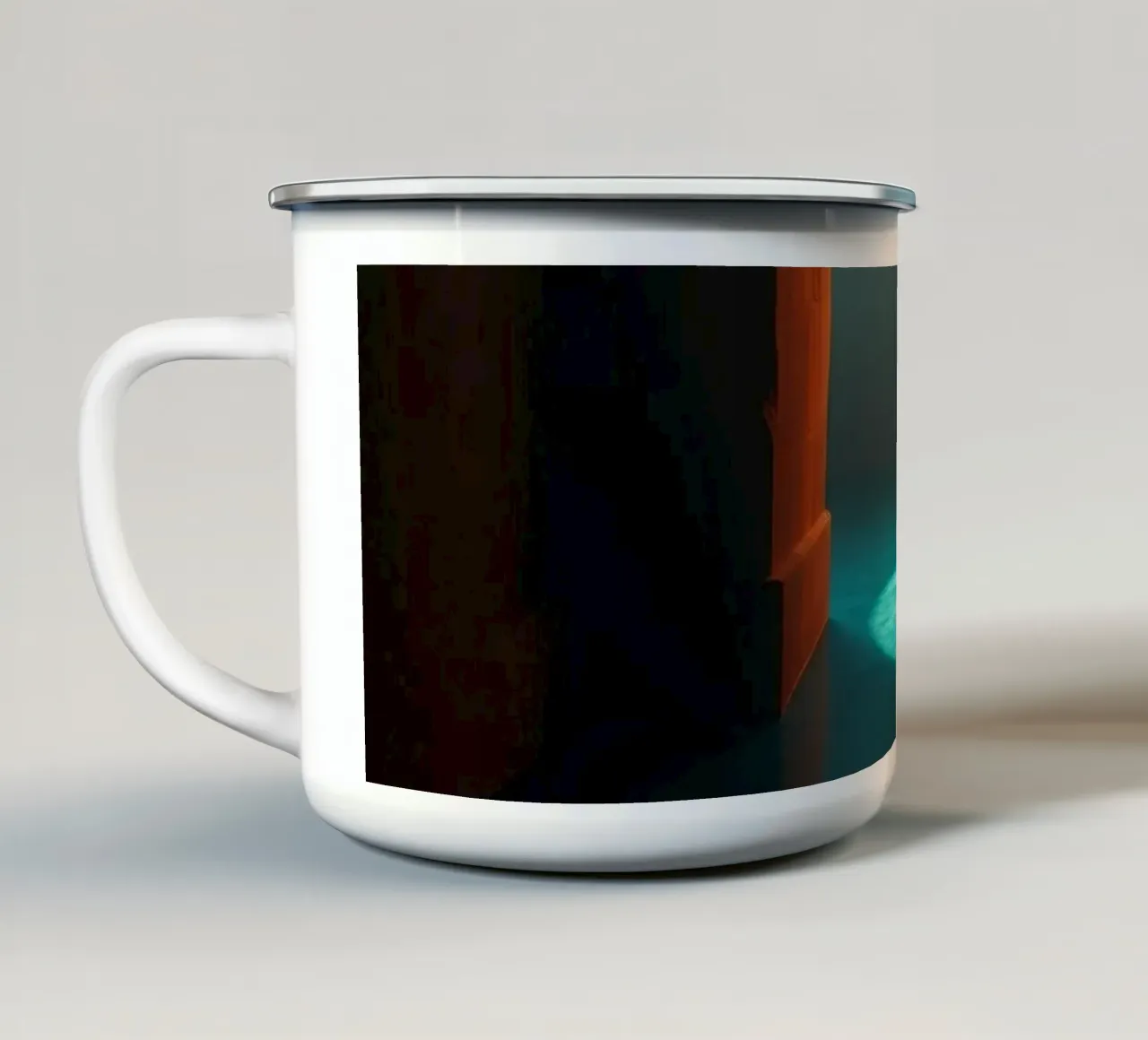 Helder licht dat door een kalme boog schijnt emaille mok van DesignDoodle