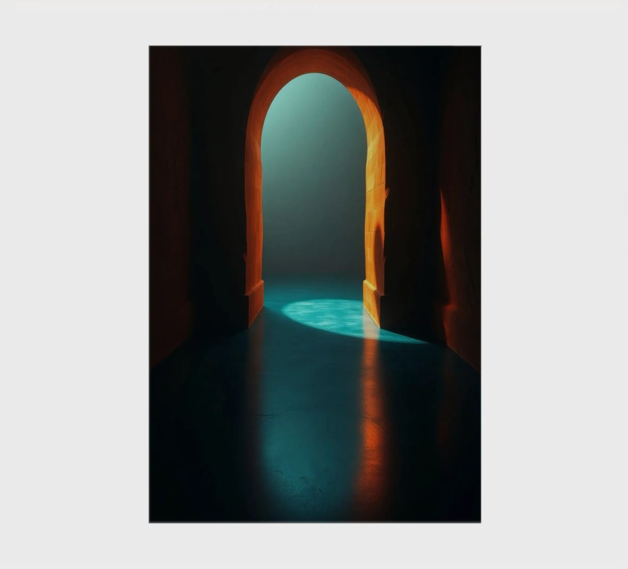 Bright light streaming through a calm archway notebook by DesignDoodle