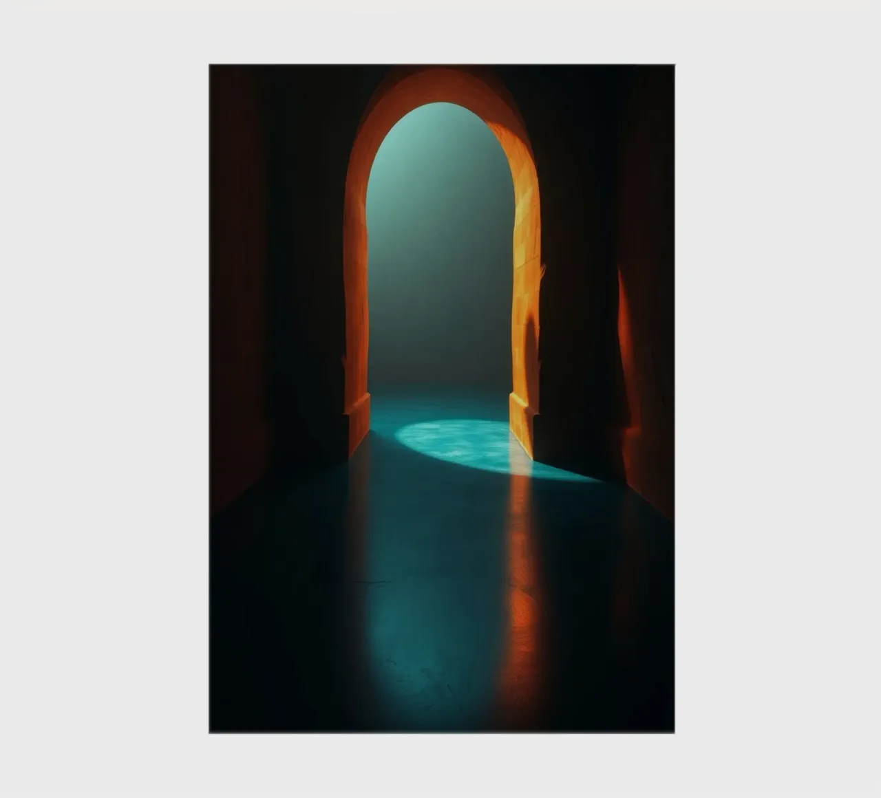 Bright light streaming through a calm archway notebook by DesignDoodle