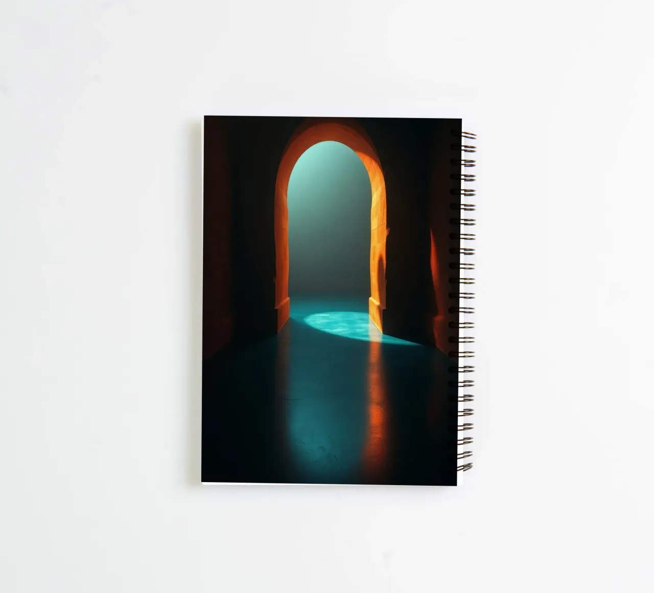 Bright light streaming through a calm archway spiral notebook by DesignDoodle