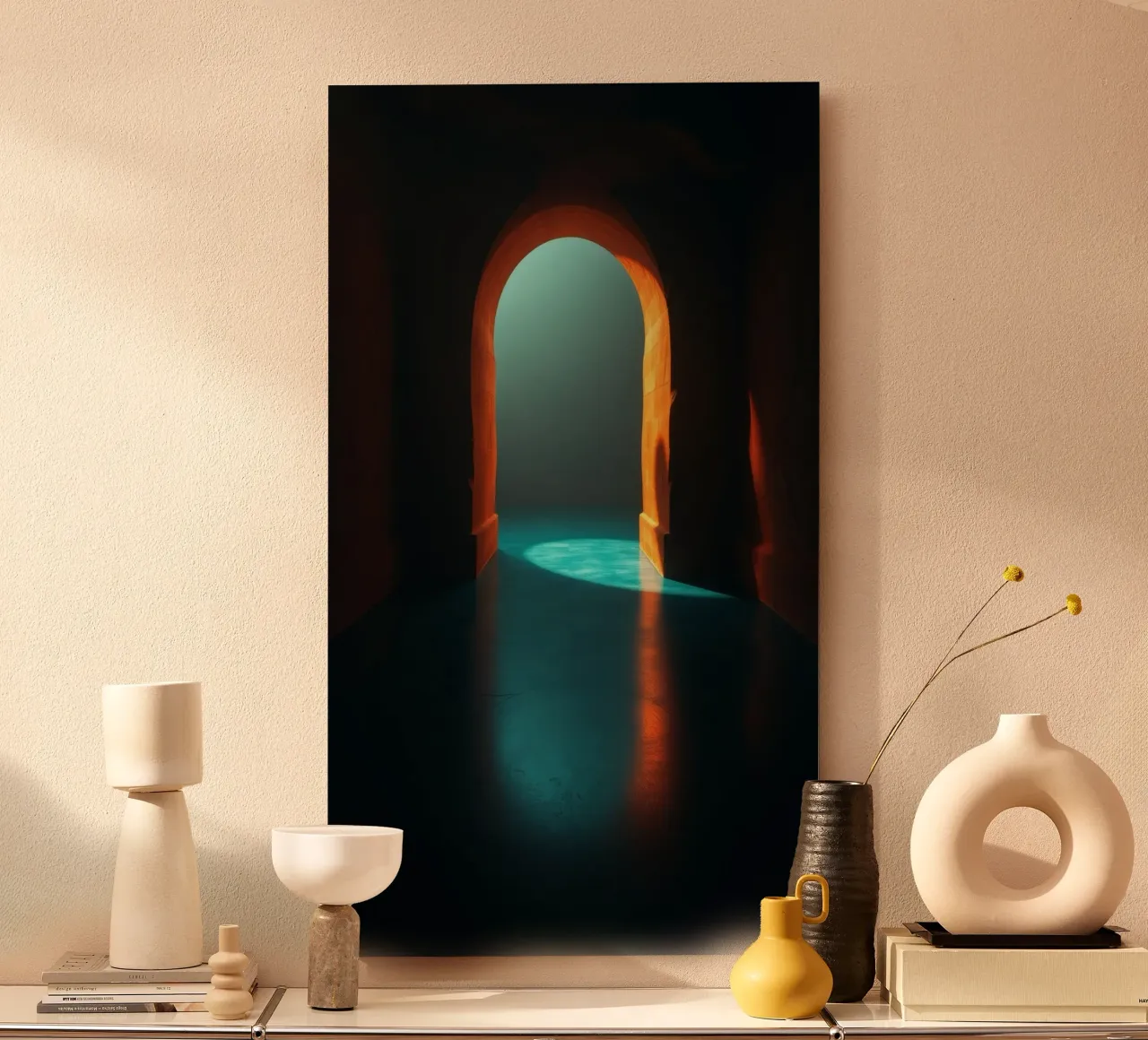 Luce intensa che attraversa un arco tranquillo alluminio dibond da DesignDoodle