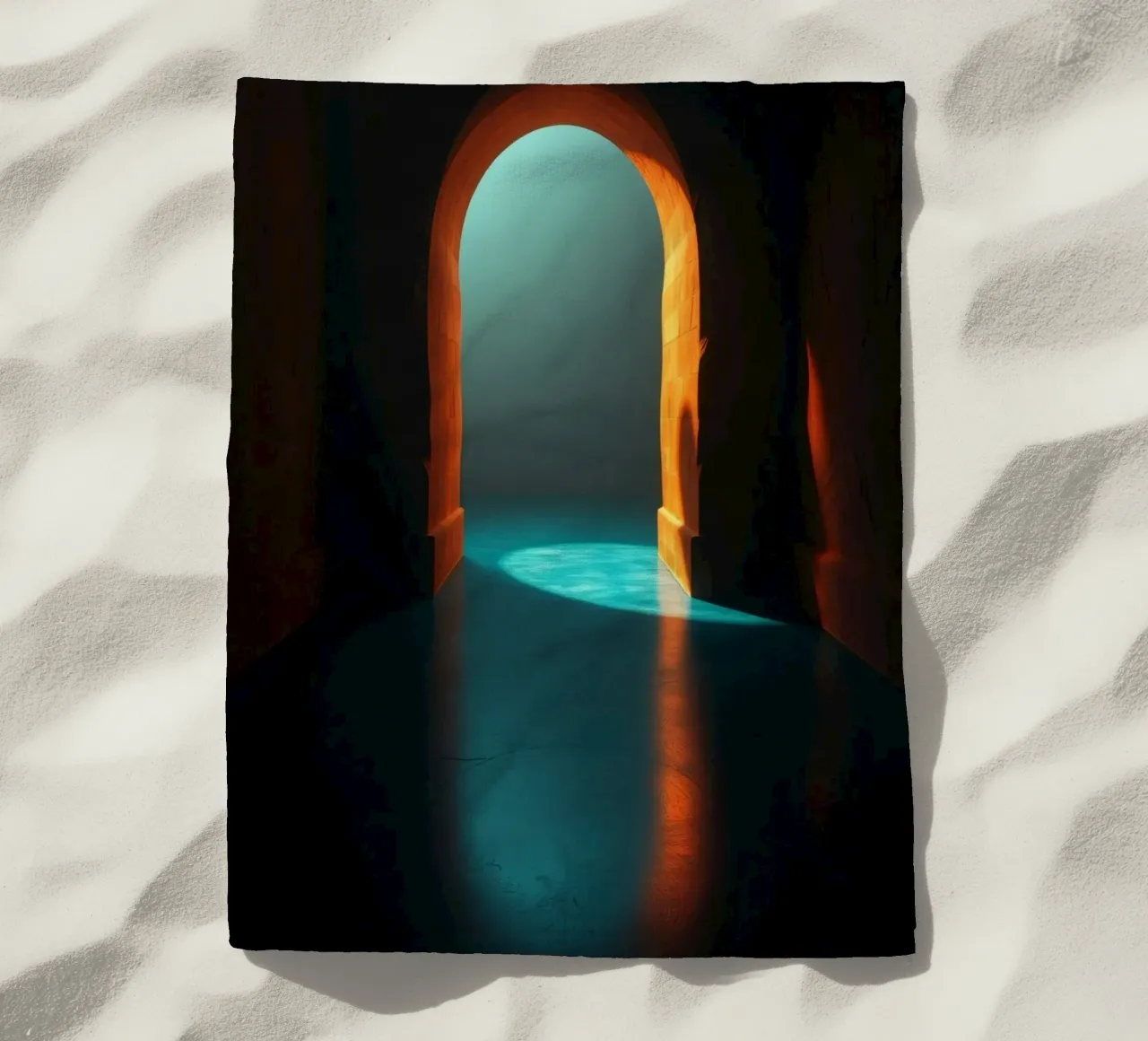 Luz brillante a través de un arco tranquilo toalla de playa de DesignDoodle