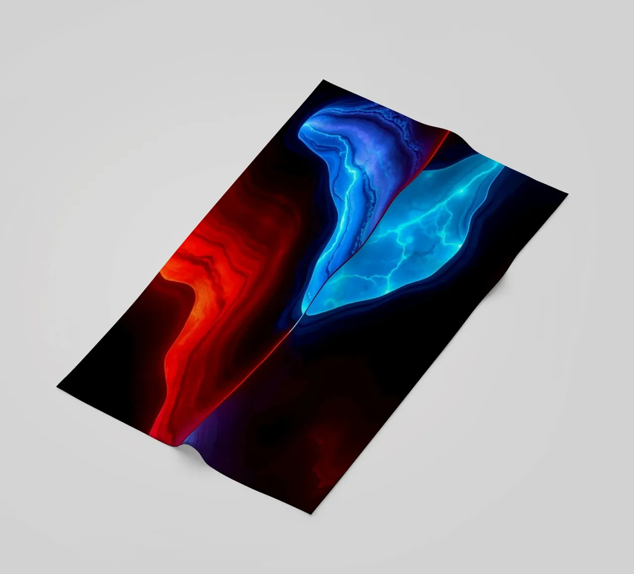 Carta da parati astratta con onde rosse e blu telo mare da DesignDoodle