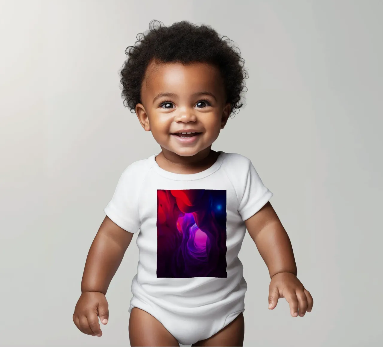 Lebendiges abstraktes Höhlendesign für eine fesselnde Wandgestaltung Kurzarm Babybody von DesignDoodle