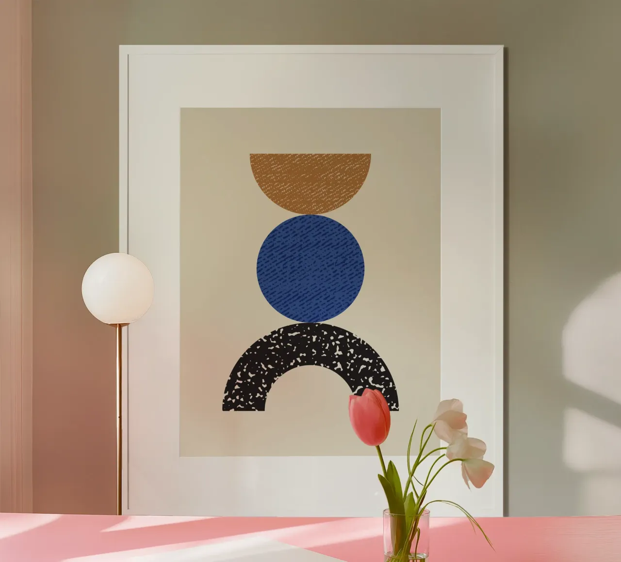 Equilibrio geometrico in woodblock poster con telaio in alluminio da MoonlightPrint
