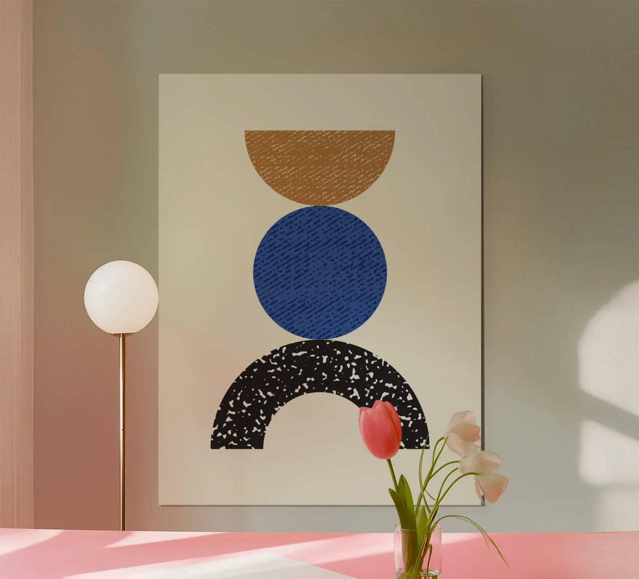 Equilibrio geometrico in woodblock poster con telaio in alluminio da MoonlightPrint