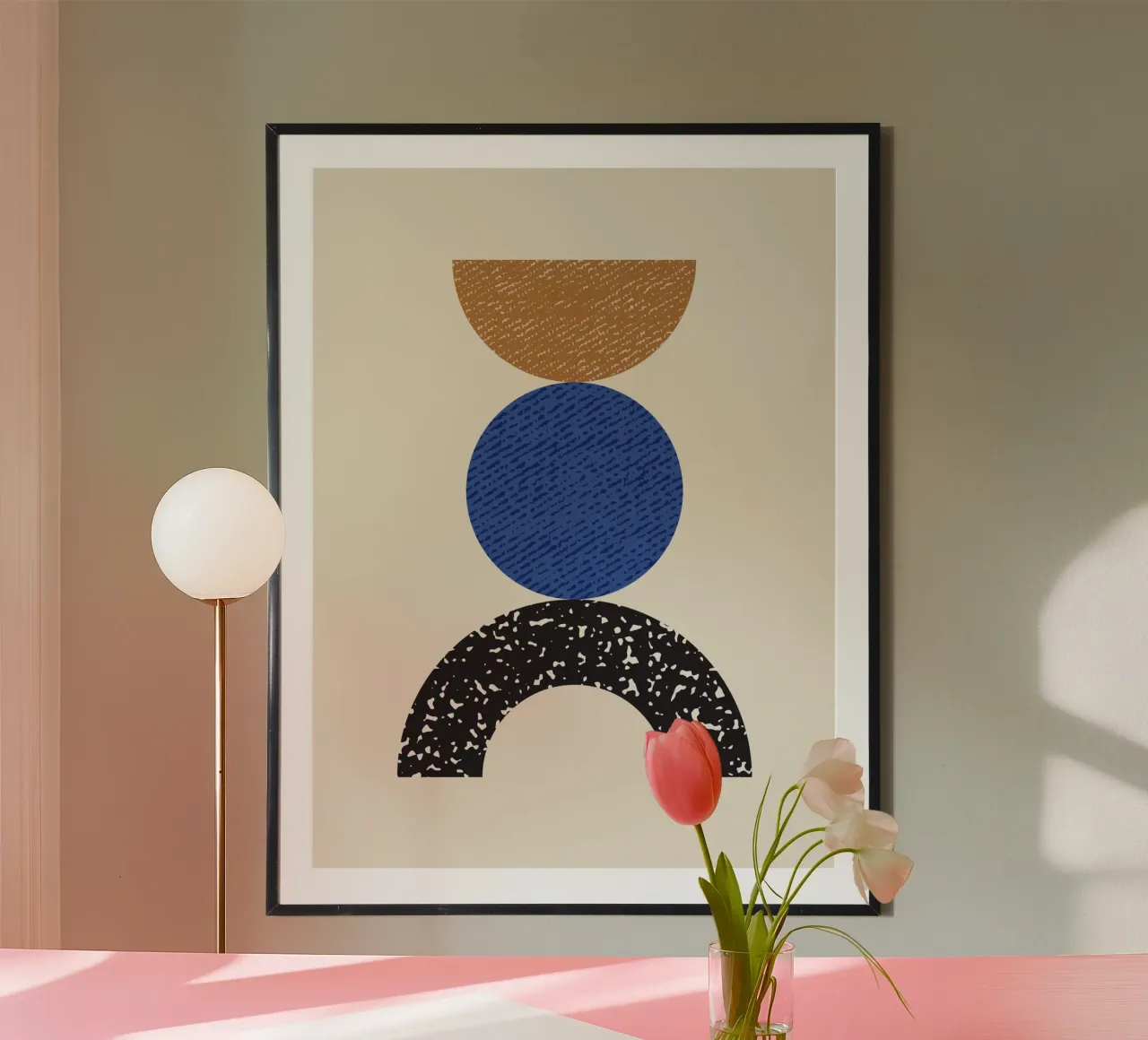 Equilibrio geometrico in woodblock poster con telaio in alluminio da MoonlightPrint