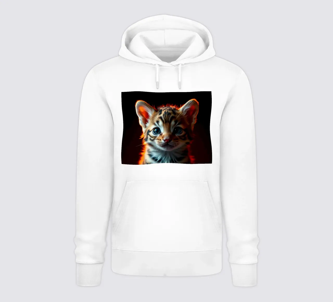 Lindo gatito atigrado con pelaje vibrante iluminación suave sudadera con capucha de DesignDoodle