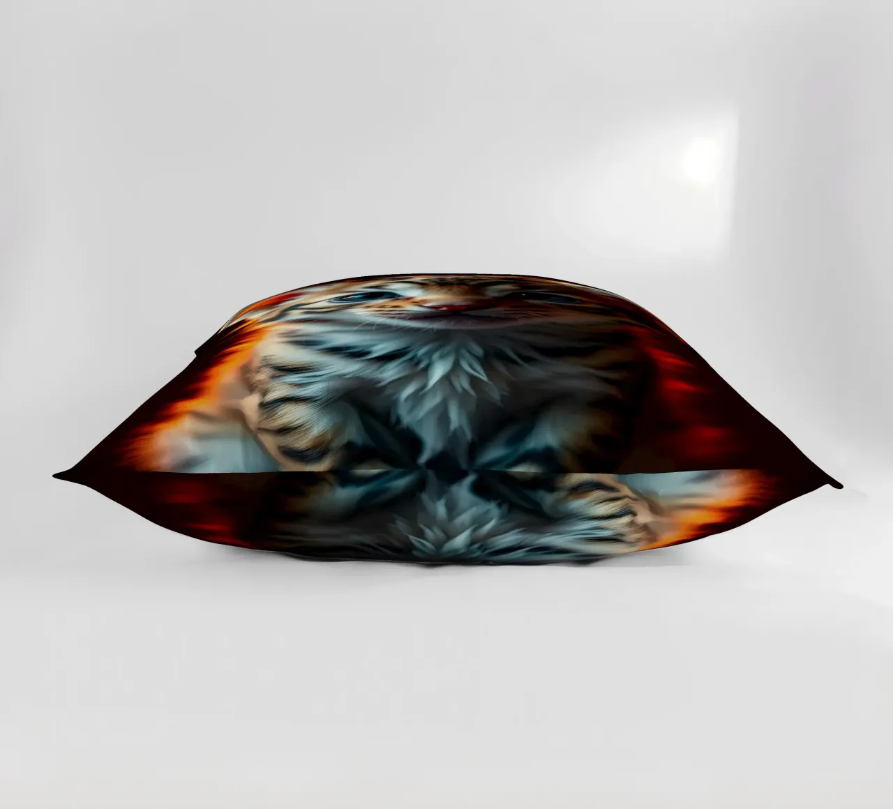 Cute tabby kitten with vibrant fur soft lighting decorative cushion by DesignDoodle