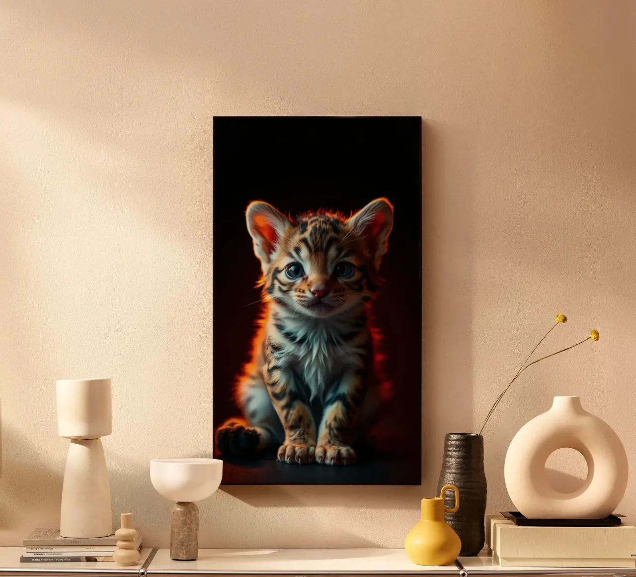 Niedliches gestromtes Kätzchen mit lebhaftem Fell und weicher Beleuchtung Acryl-Glas von DesignDoodle