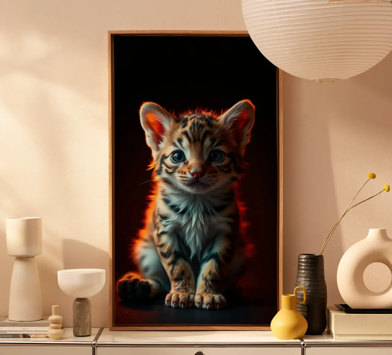 Cute tabby kitten with vibrant fur soft lighting canvas by DesignDoodle