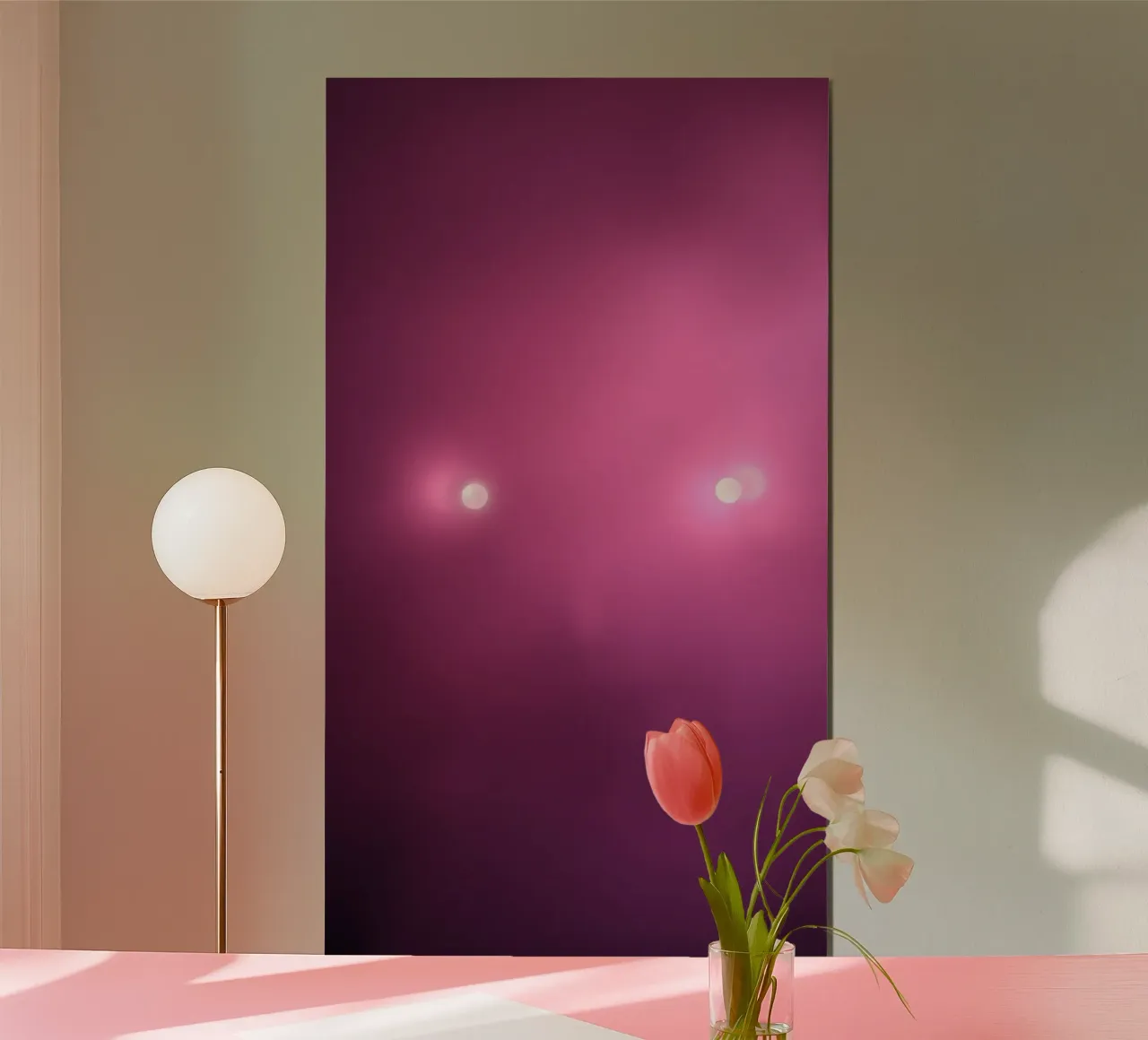 Unique abstract art with pink haze and glowing lights poster by DesignDoodle