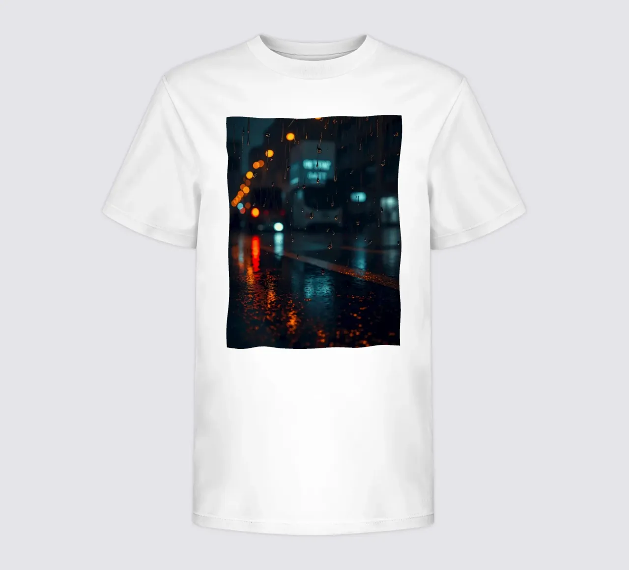 Beautiful urban night with rain and vibrant reflections kids t-shirt by DesignDoodle