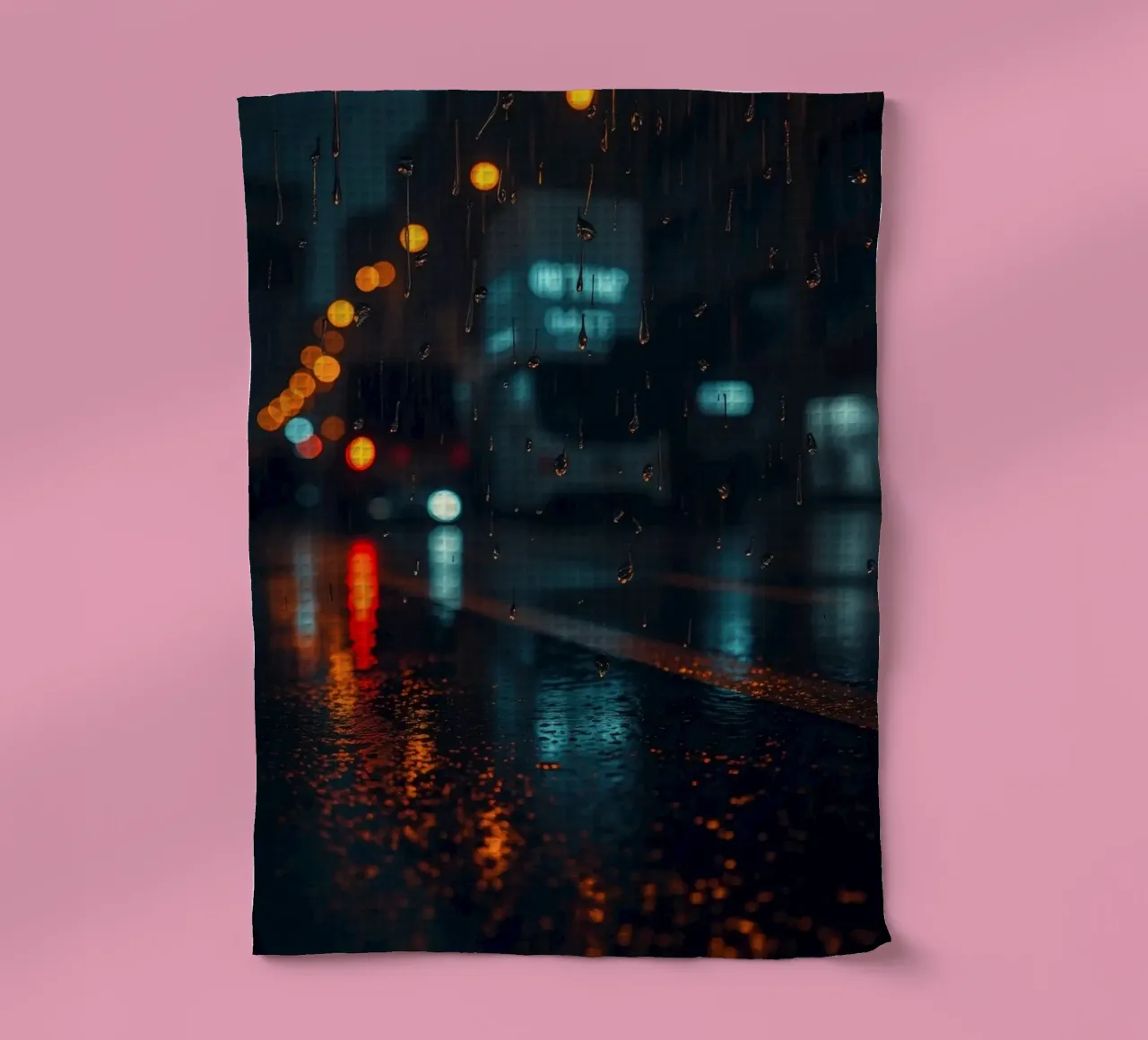 Splendida notte urbana con pioggia e riflessi vibranti canovaccio da cucina da DesignDoodle