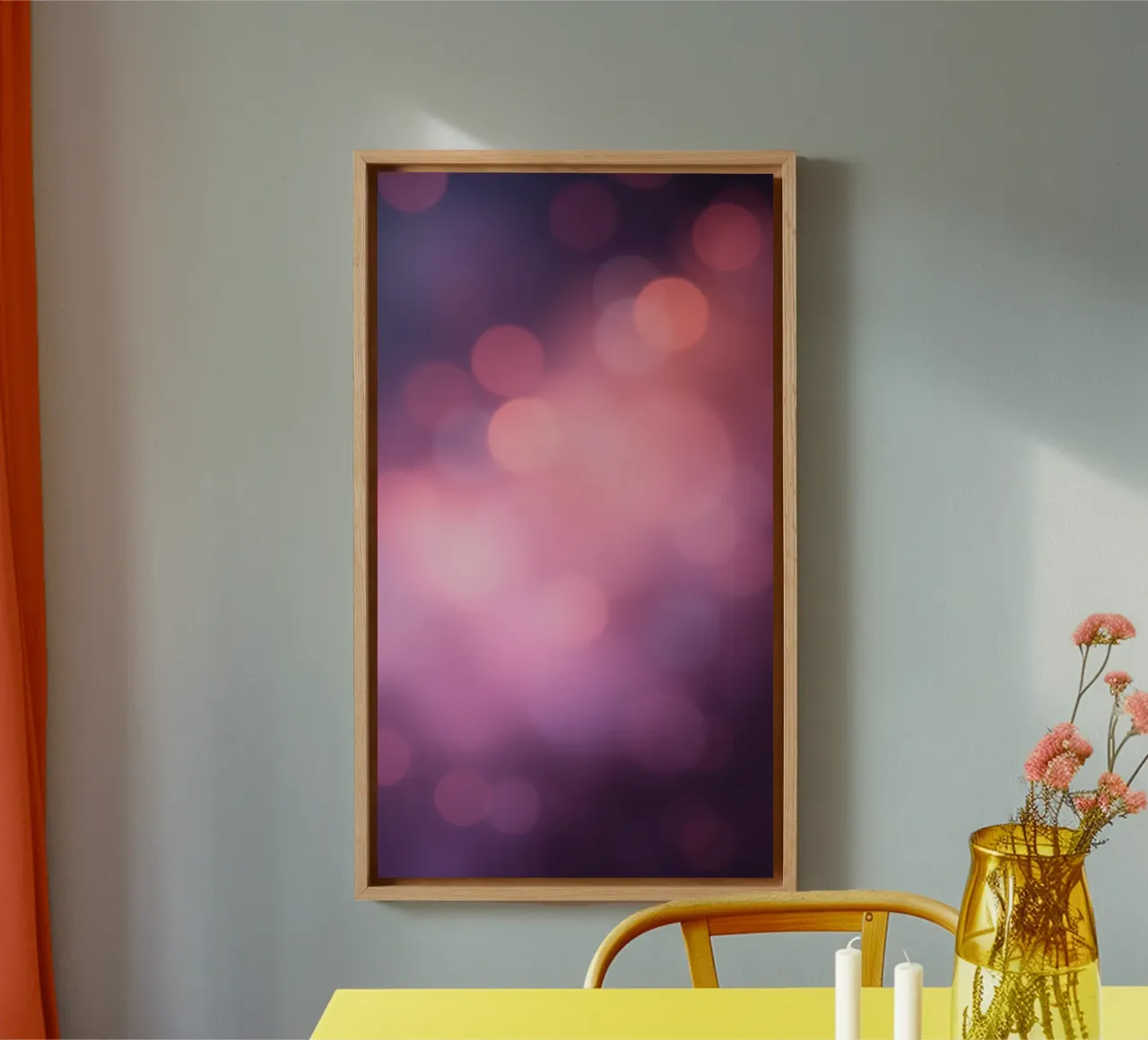 abstract met wervelend rood en geel met zachte bubbel canvas van DesignDoodle