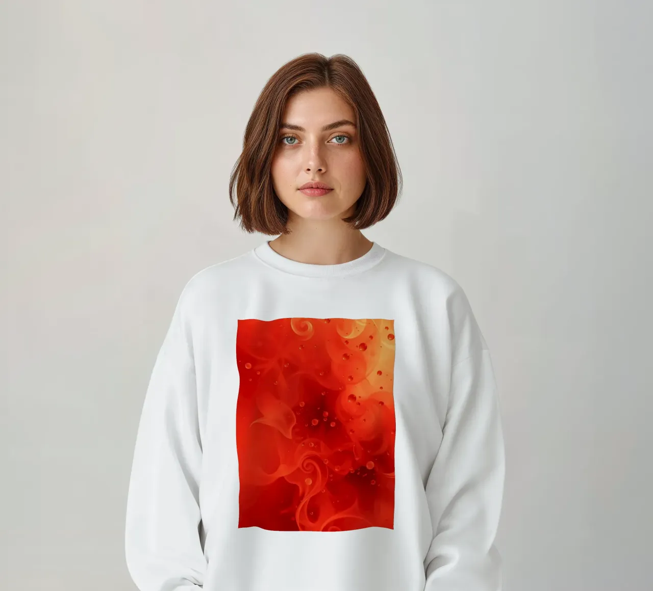 abstract swirling reds and yellows with soft bubbles sweatshirt by DesignDoodle
