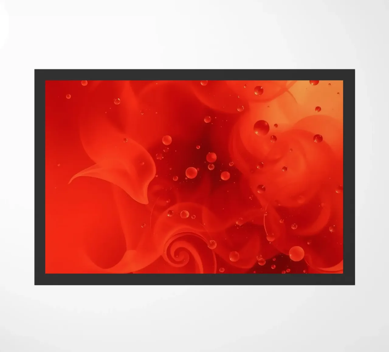 abstract swirling reds and yellows with soft bubbles doormat by DesignDoodle