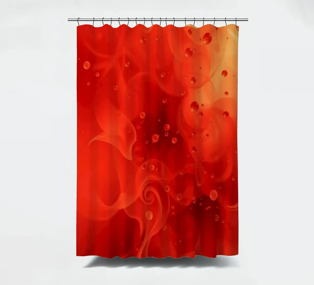abstract swirling reds and yellows with soft bubbles shower curtain by DesignDoodle