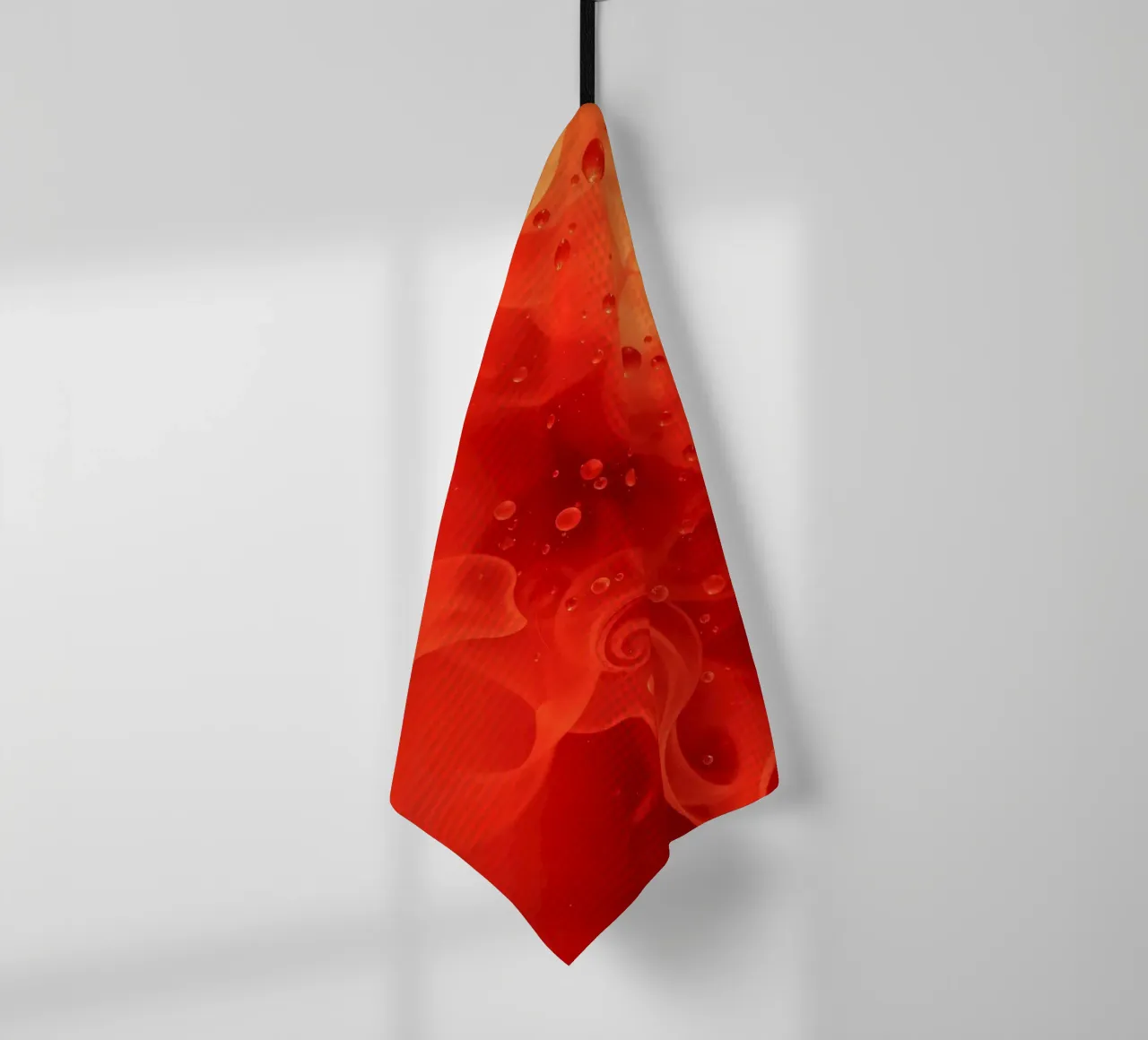 abstract swirling reds and yellows with soft bubbles tea towel by DesignDoodle
