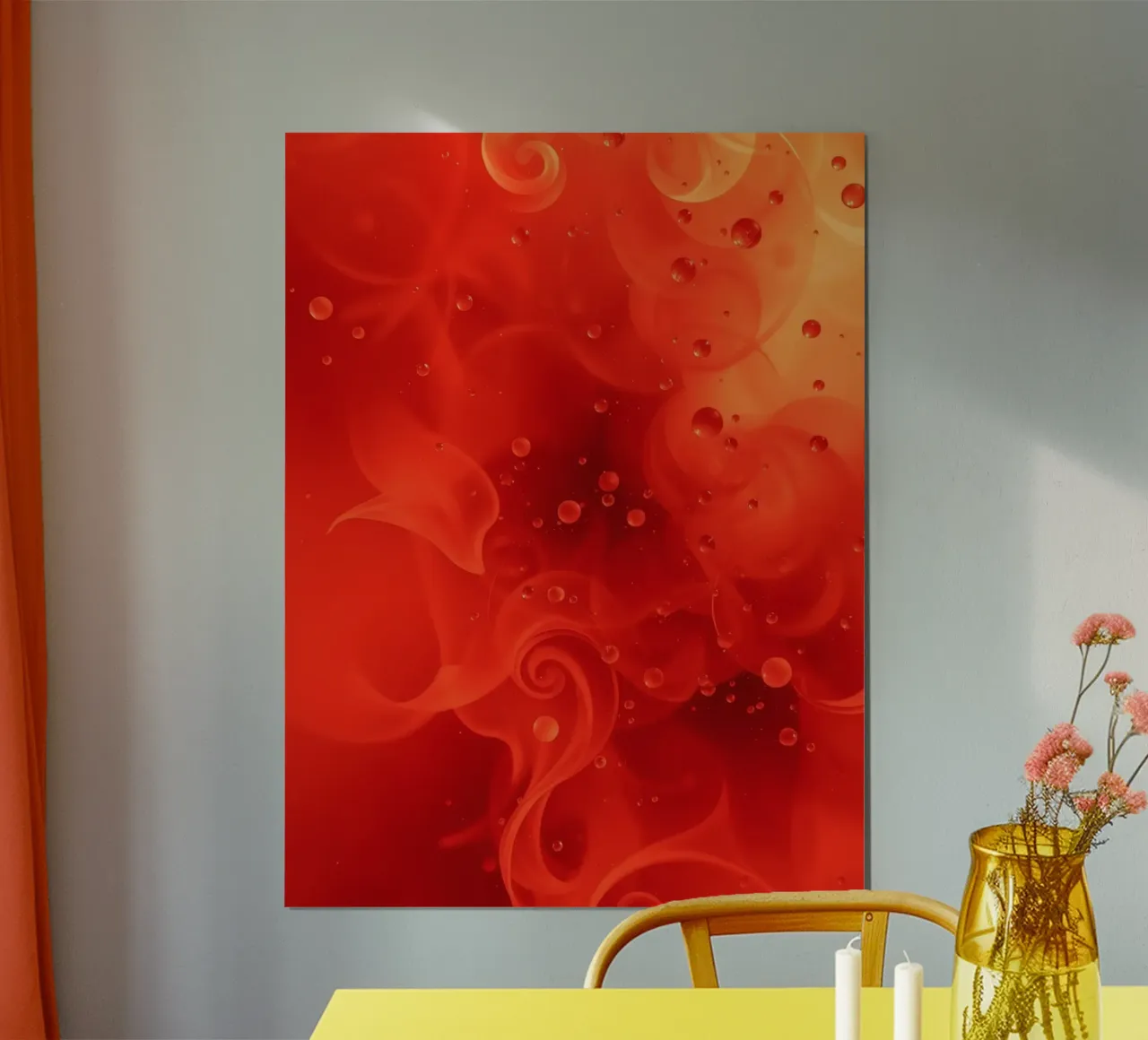 abstract swirling reds and yellows with soft bubbles hahnemühle by DesignDoodle