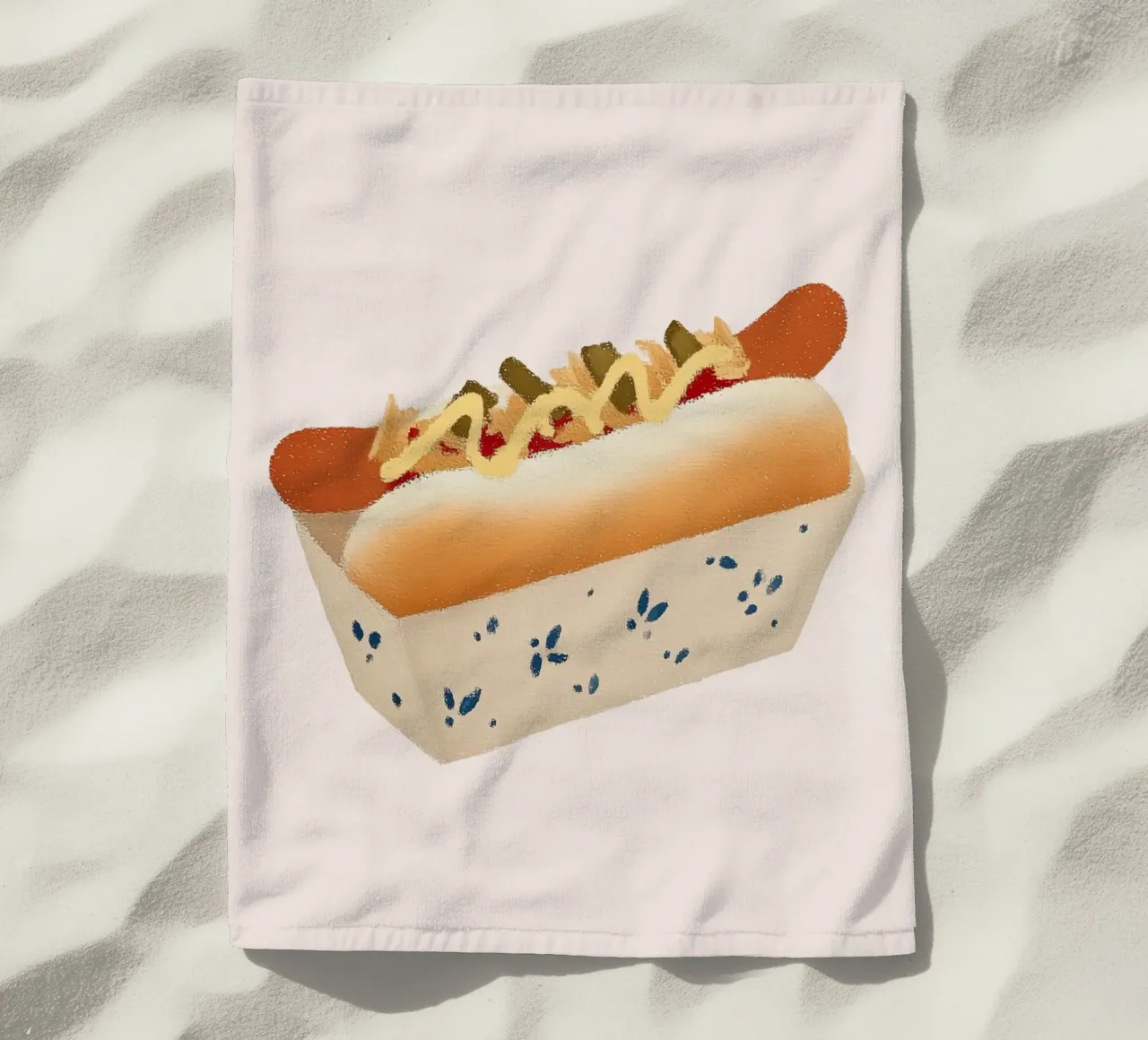 Spuntino a base di hotdog telo mare da Carinaprint