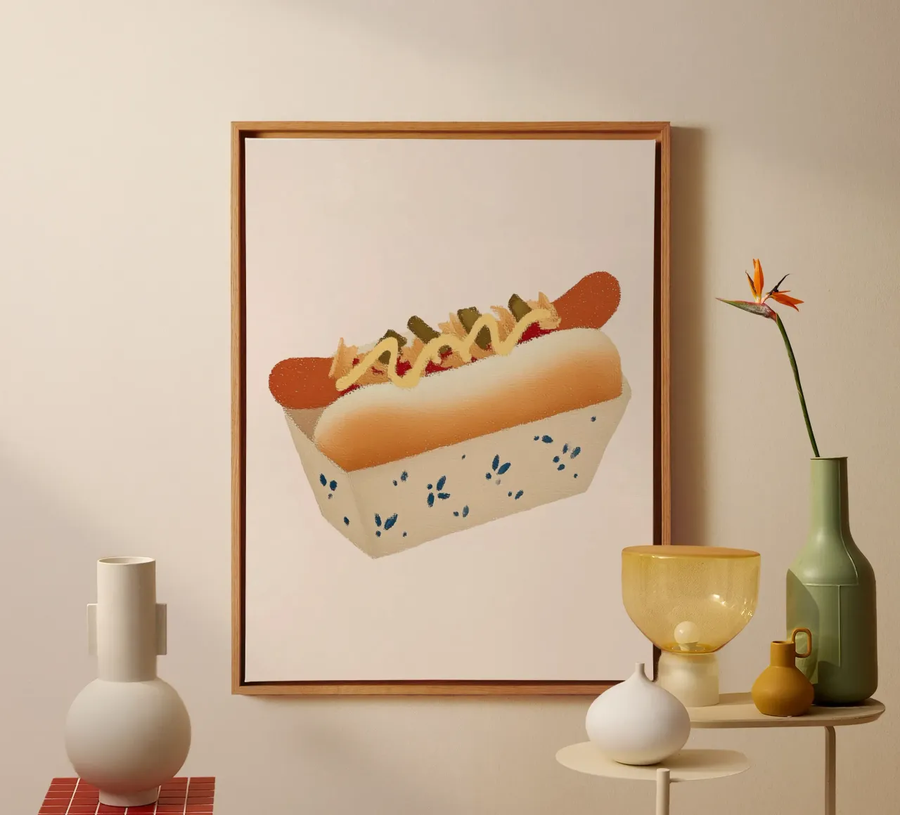 Spuntino a base di hotdog tela con Cornice a cassetta da Carinaprint