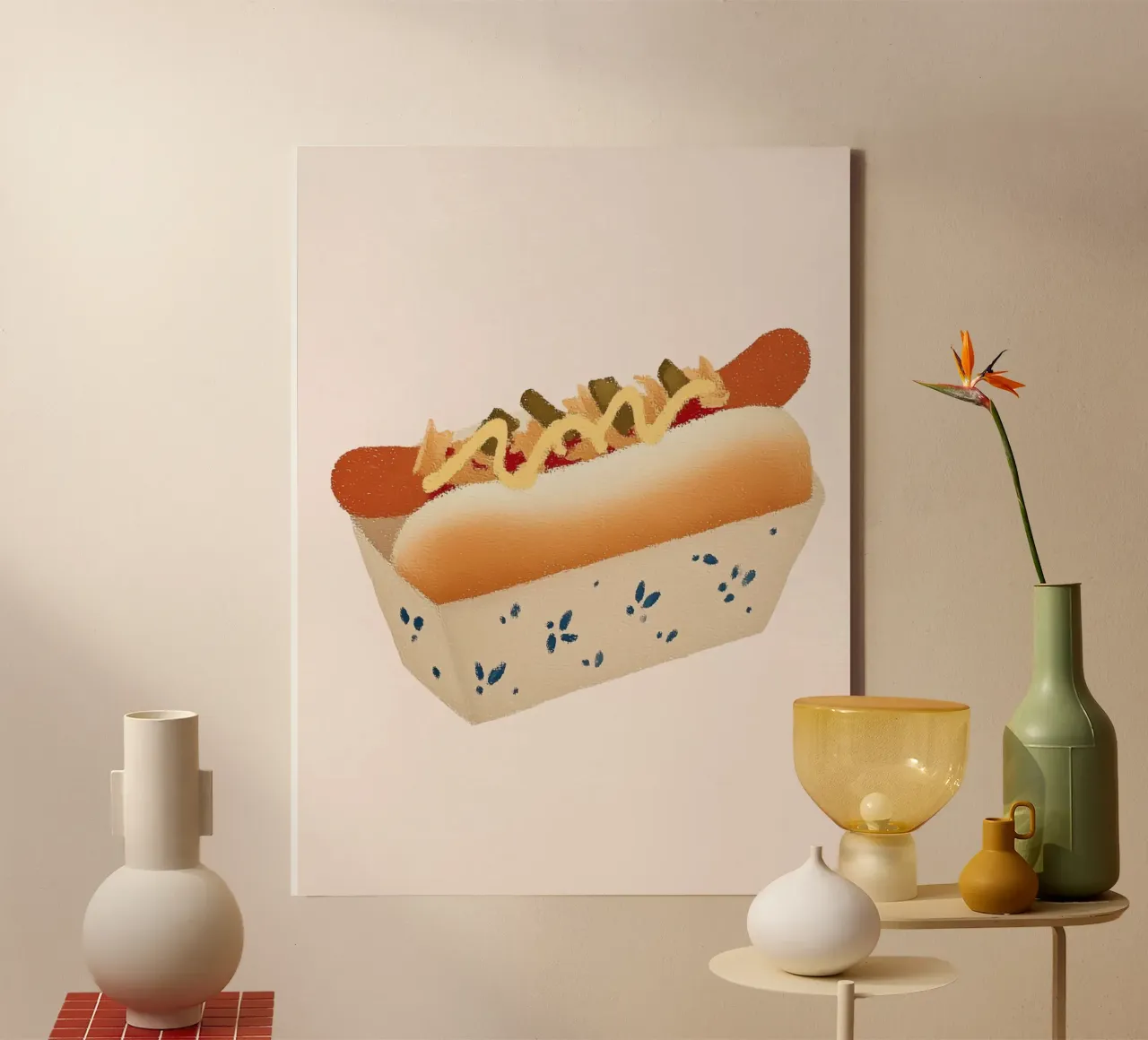 Spuntino a base di hotdog tela con Cornice a cassetta da Carinaprint