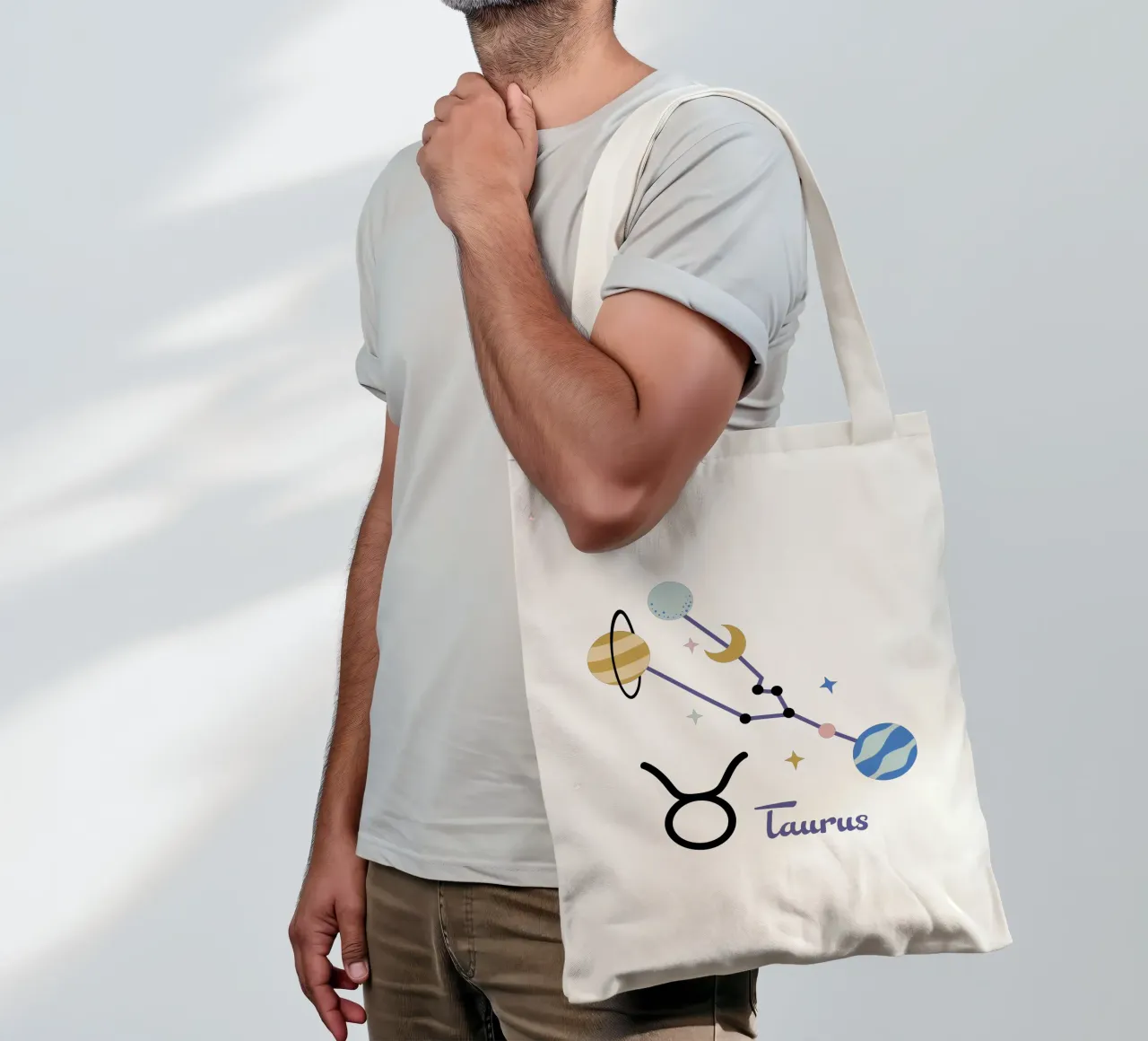 Taurus (Without Background) borsa in juta da treechild