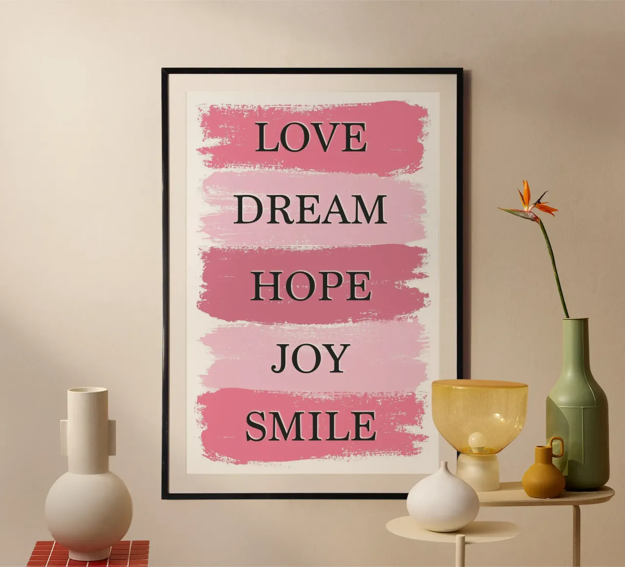 Amore, sogno, speranza poster con telaio in alluminio da Martina
