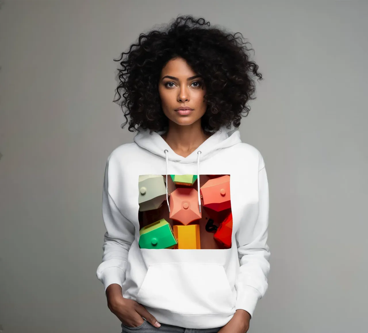 Forme astratte colorate stratificate di forme geometriche felpa con cappuccio da DesignDoodle