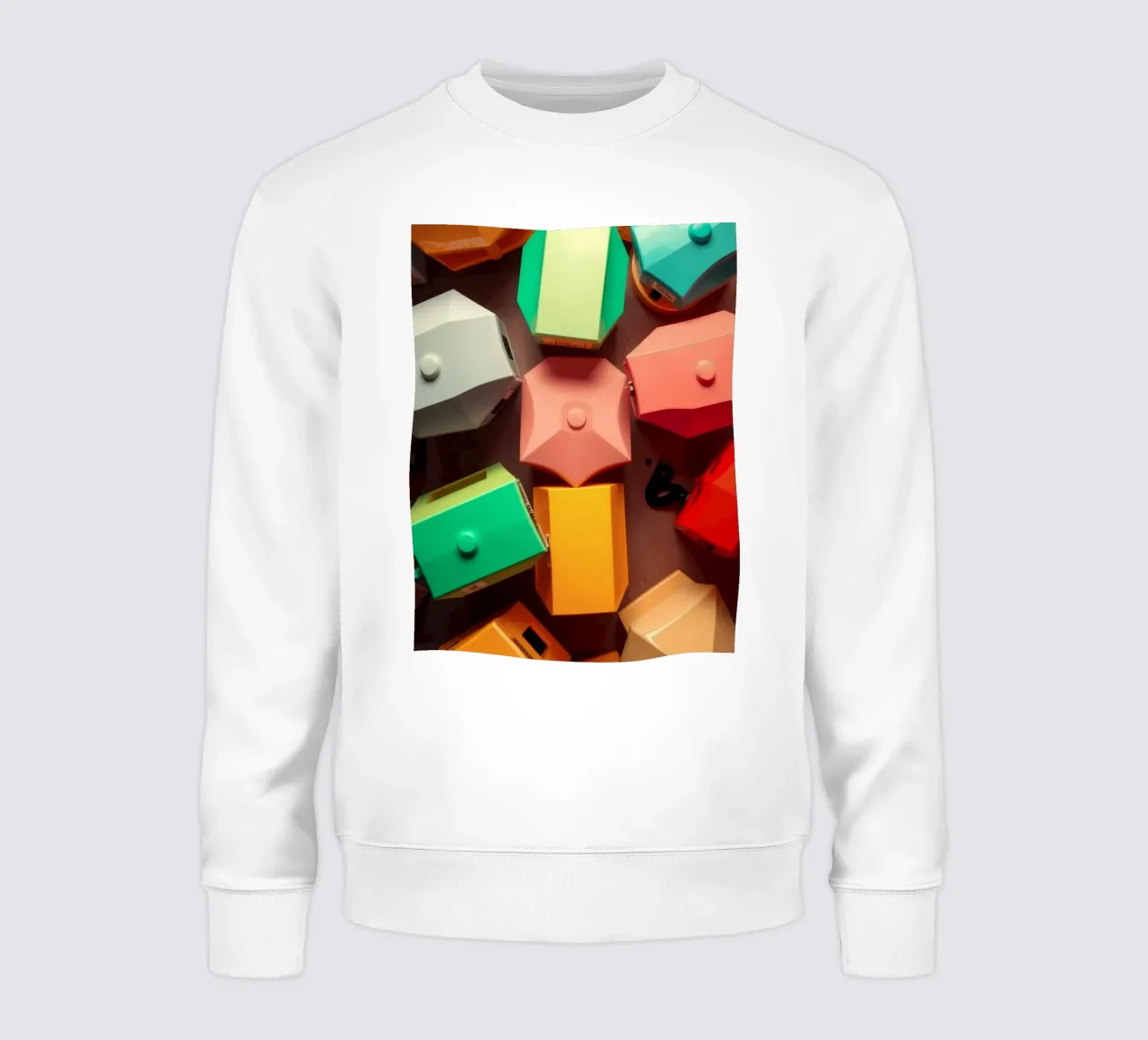 Colorful abstract shapes layers of geometric forms sweatshirt by DesignDoodle