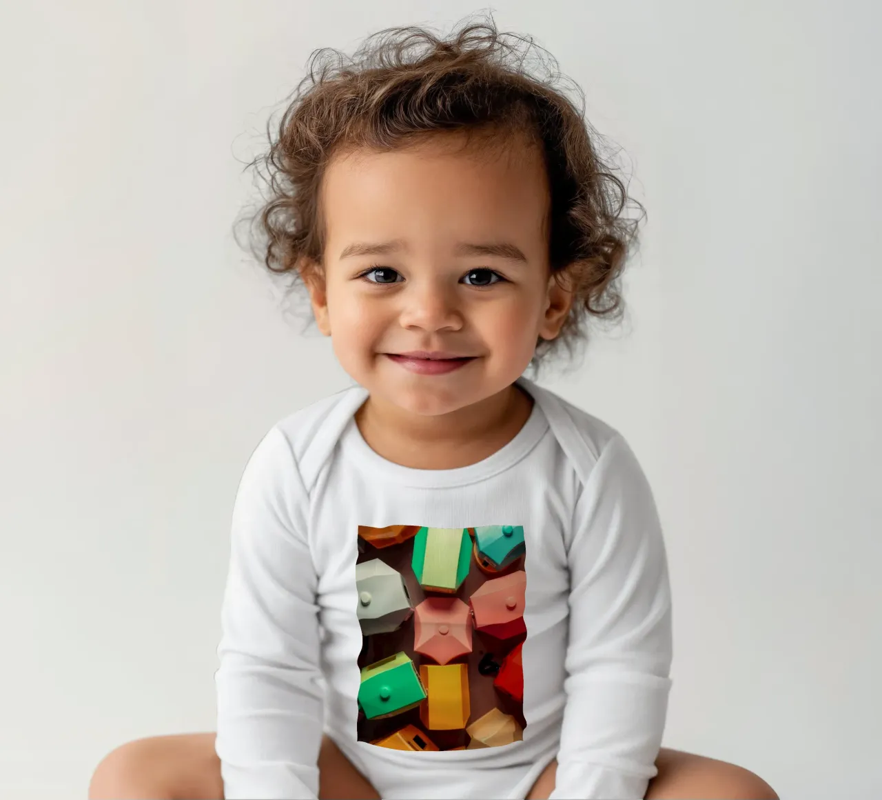Forme astratte colorate stratificate di forme geometriche body neonato maniche lunghe da DesignDoodle