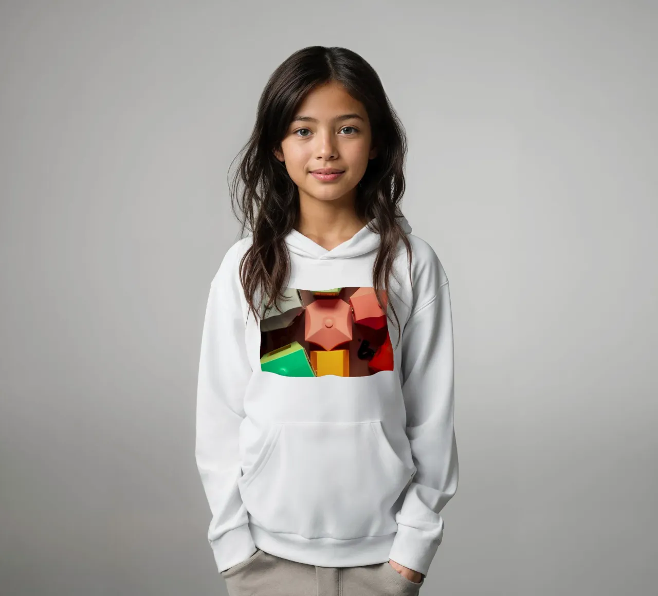 Forme astratte colorate stratificate di forme geometriche felpa bambino con cappuccio da DesignDoodle