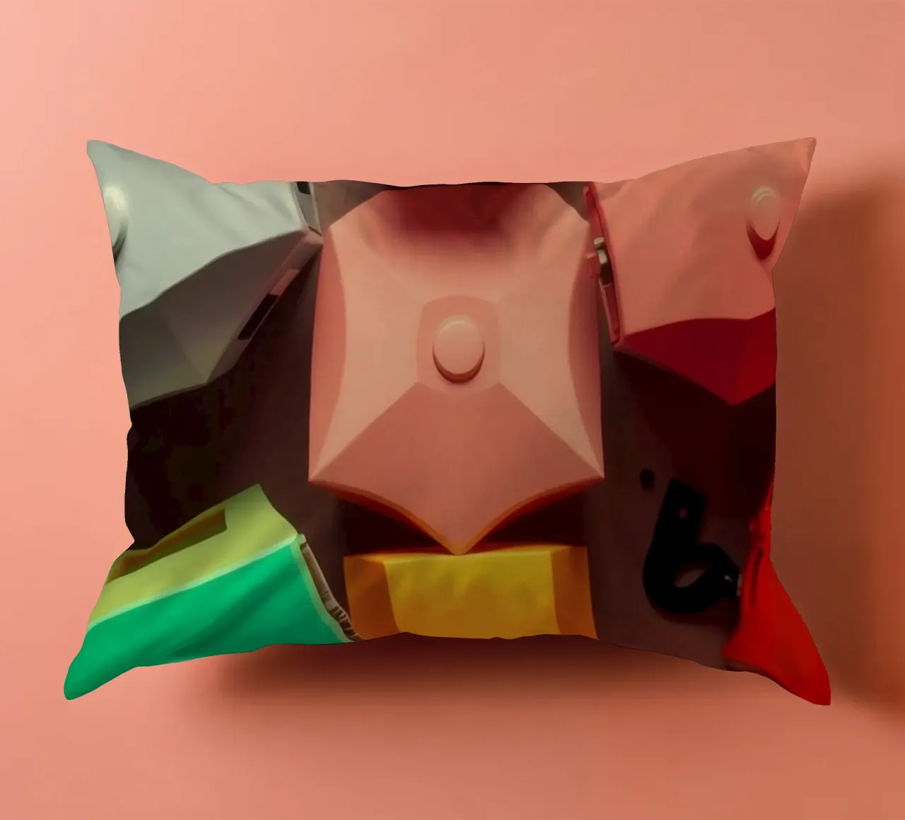 Forme astratte colorate stratificate di forme geometriche cuscino da DesignDoodle