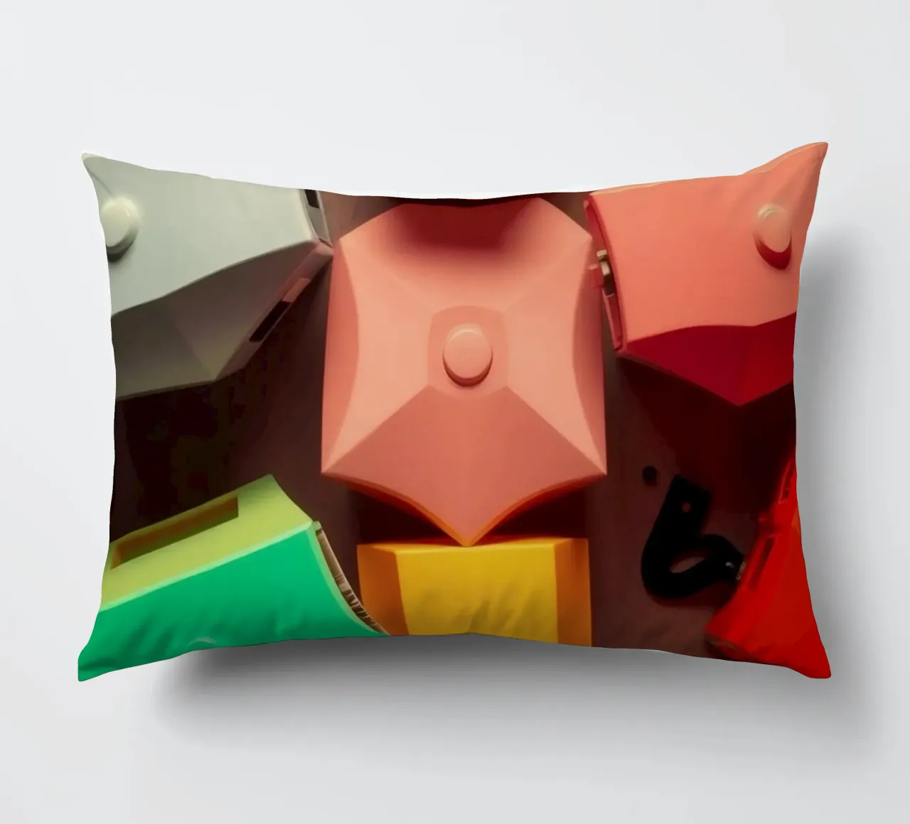 Forme astratte colorate stratificate di forme geometriche cuscino da DesignDoodle