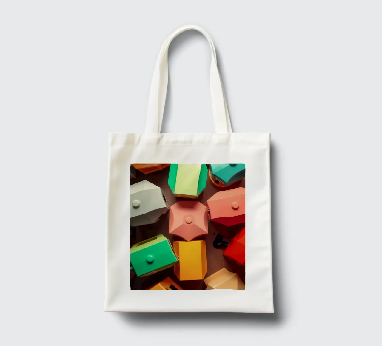 Forme astratte colorate stratificate di forme geometriche borsa in juta da DesignDoodle