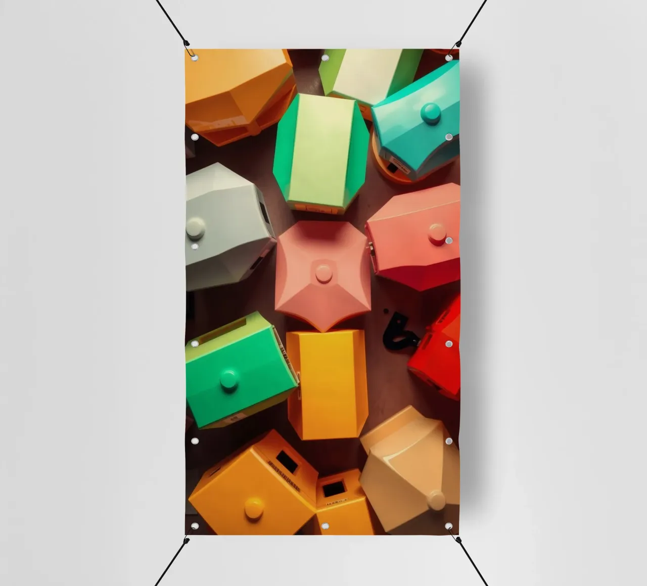 Forme astratte colorate stratificate di forme geometriche telo in pvc da DesignDoodle