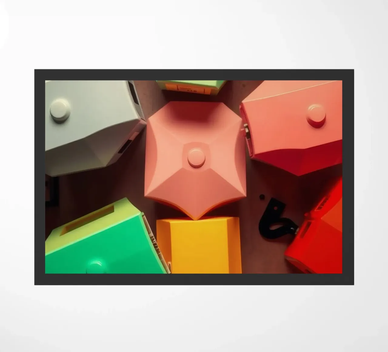 Forme astratte colorate stratificate di forme geometriche zerbino da DesignDoodle