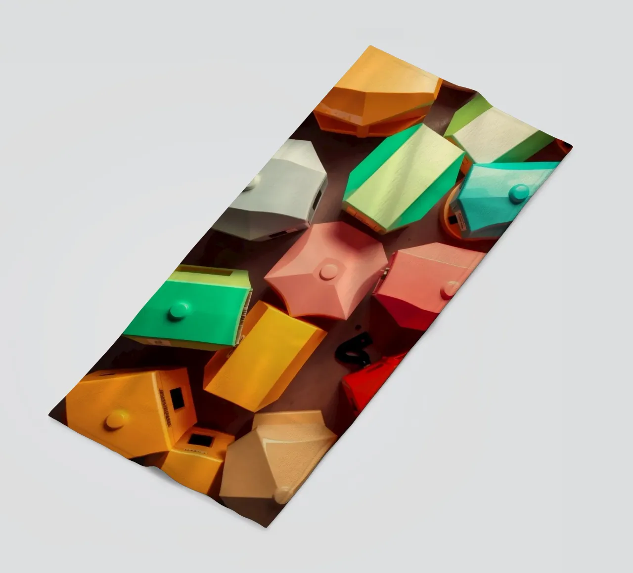 Forme astratte colorate stratificate di forme geometriche telo mare da DesignDoodle