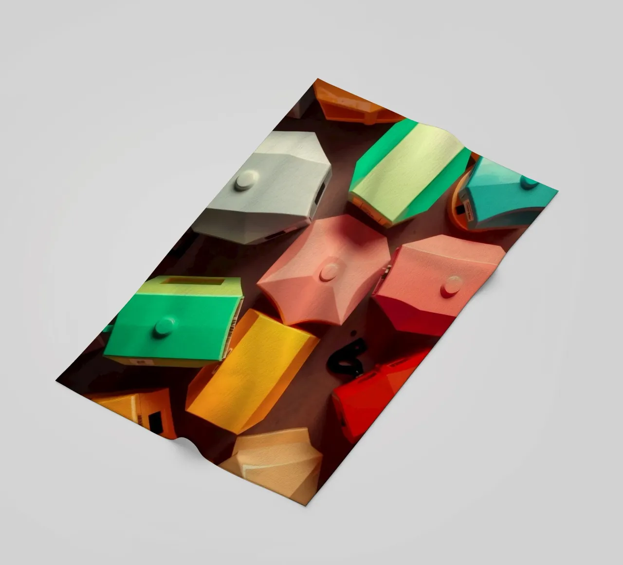 Forme astratte colorate stratificate di forme geometriche telo mare da DesignDoodle