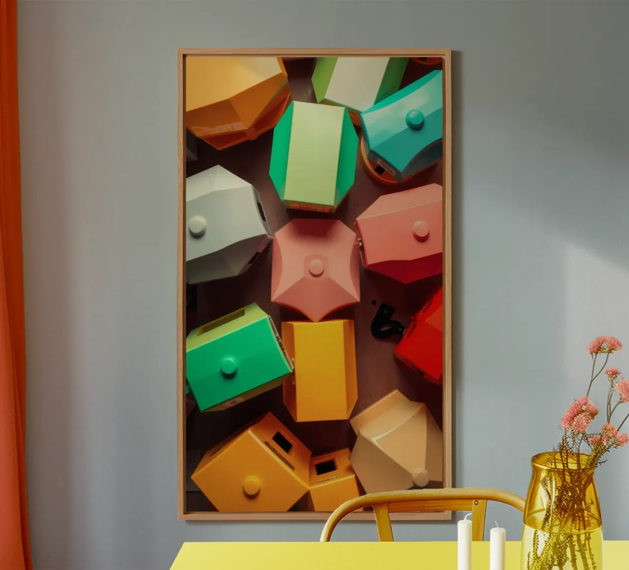 Forme astratte colorate stratificate di forme geometriche alluminio dibond da DesignDoodle