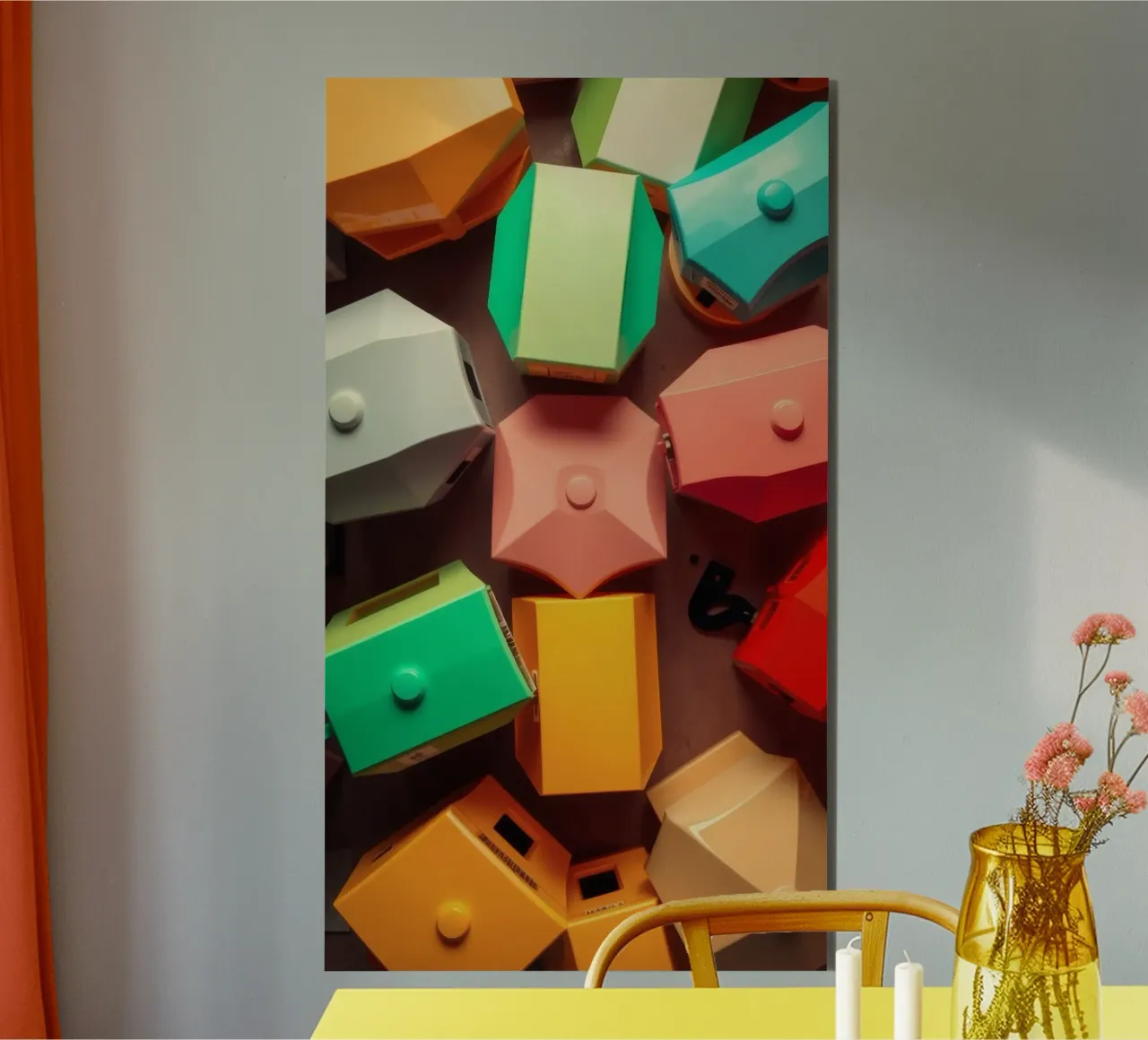 Forme astratte colorate stratificate di forme geometriche alluminio dibond da DesignDoodle