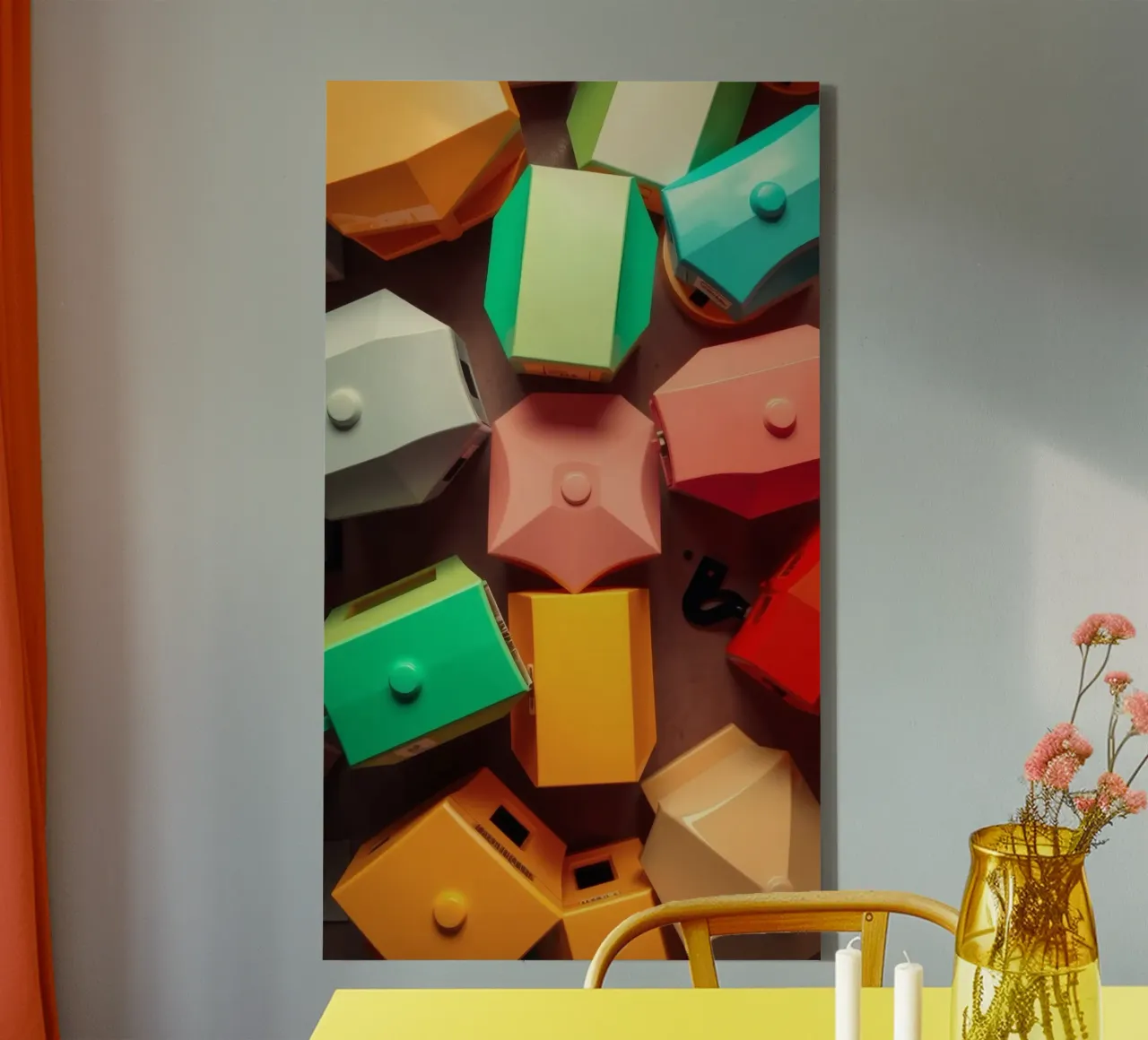 Forme astratte colorate stratificate di forme geometriche tela da DesignDoodle