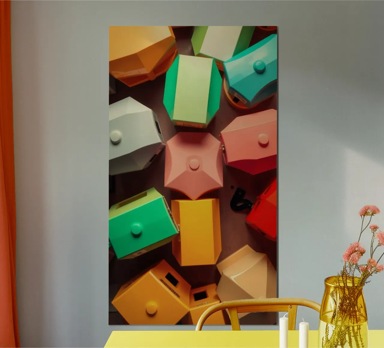 Colorful abstract shapes layers of geometric forms hahnemühle by DesignDoodle