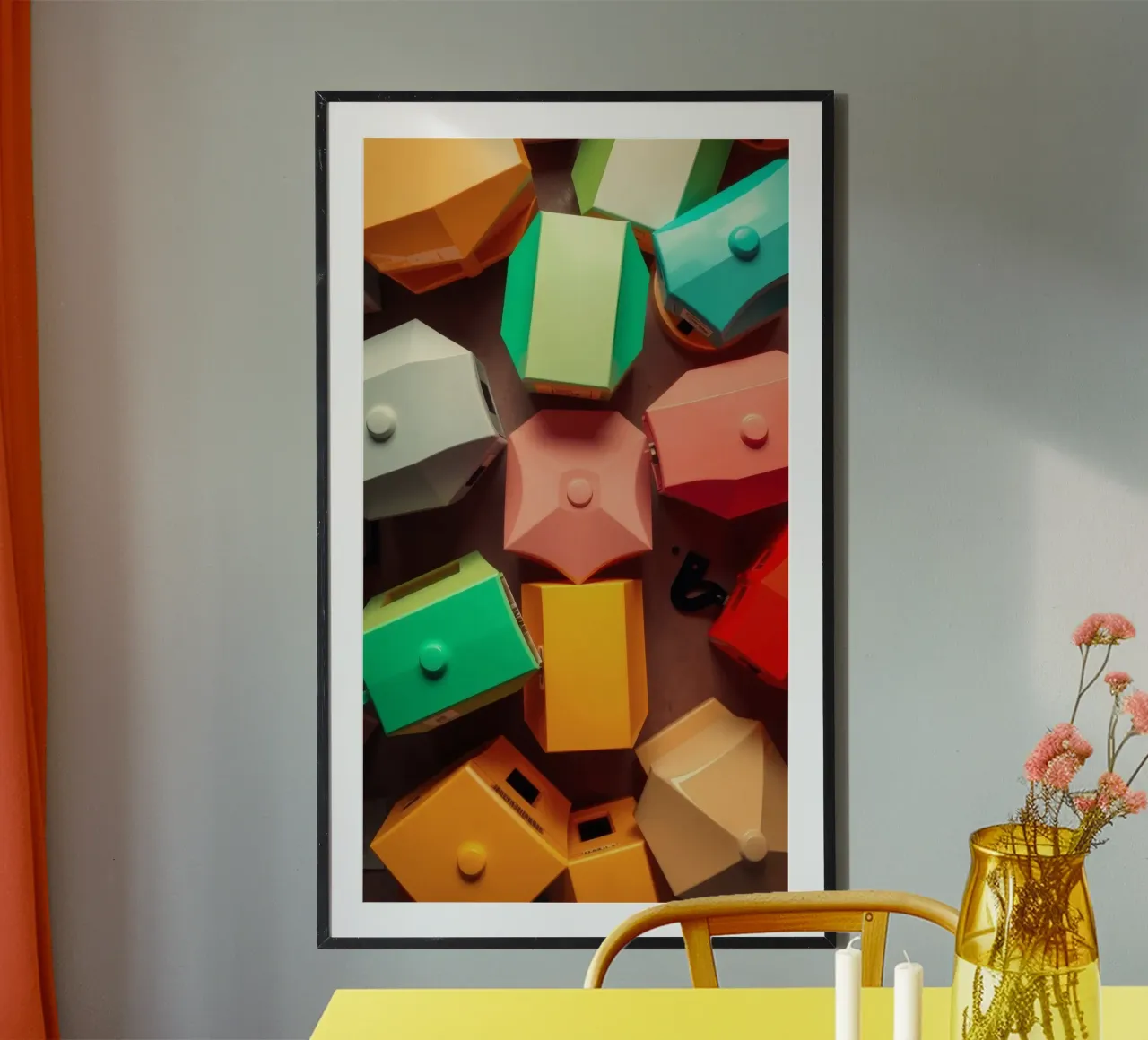 Colorful abstract shapes layers of geometric forms hahnemühle by DesignDoodle